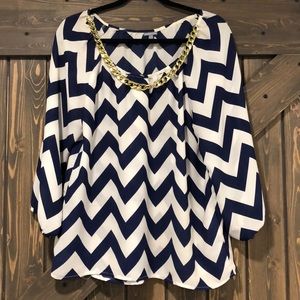 EUC Charlotte Russe Chevron Blouse Size L